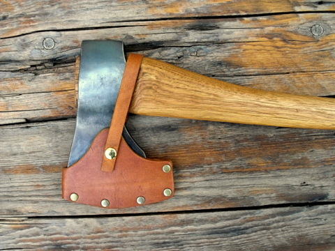 Baltic axe with a leather sheath