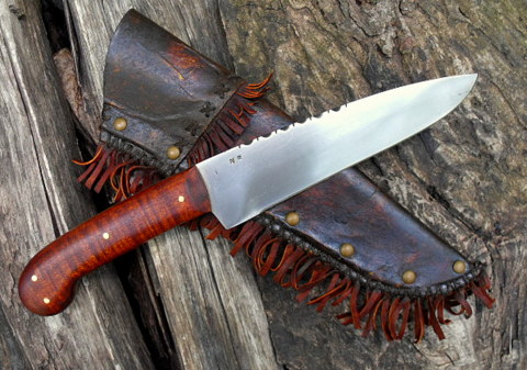 hand-forged French pistol grip belt knife