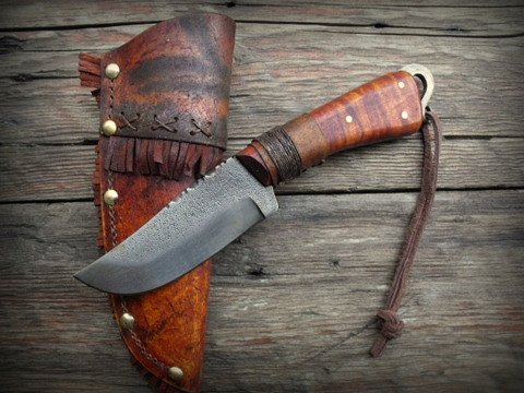 hand forged custom frontier skinner knife