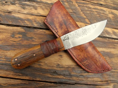 Hand forge vintage style fur trade knife with leather sheath